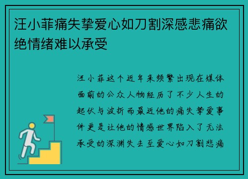 汪小菲痛失挚爱心如刀割深感悲痛欲绝情绪难以承受